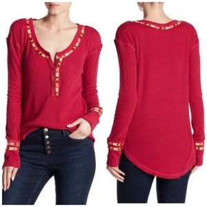 Free People Rainbow Thermal Tee